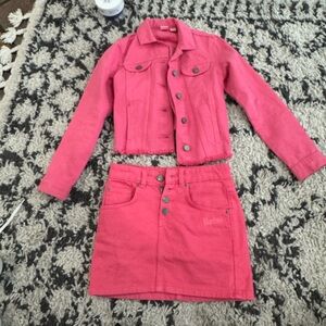 Barbie Pink denim Kids Jacket & Skirt Set